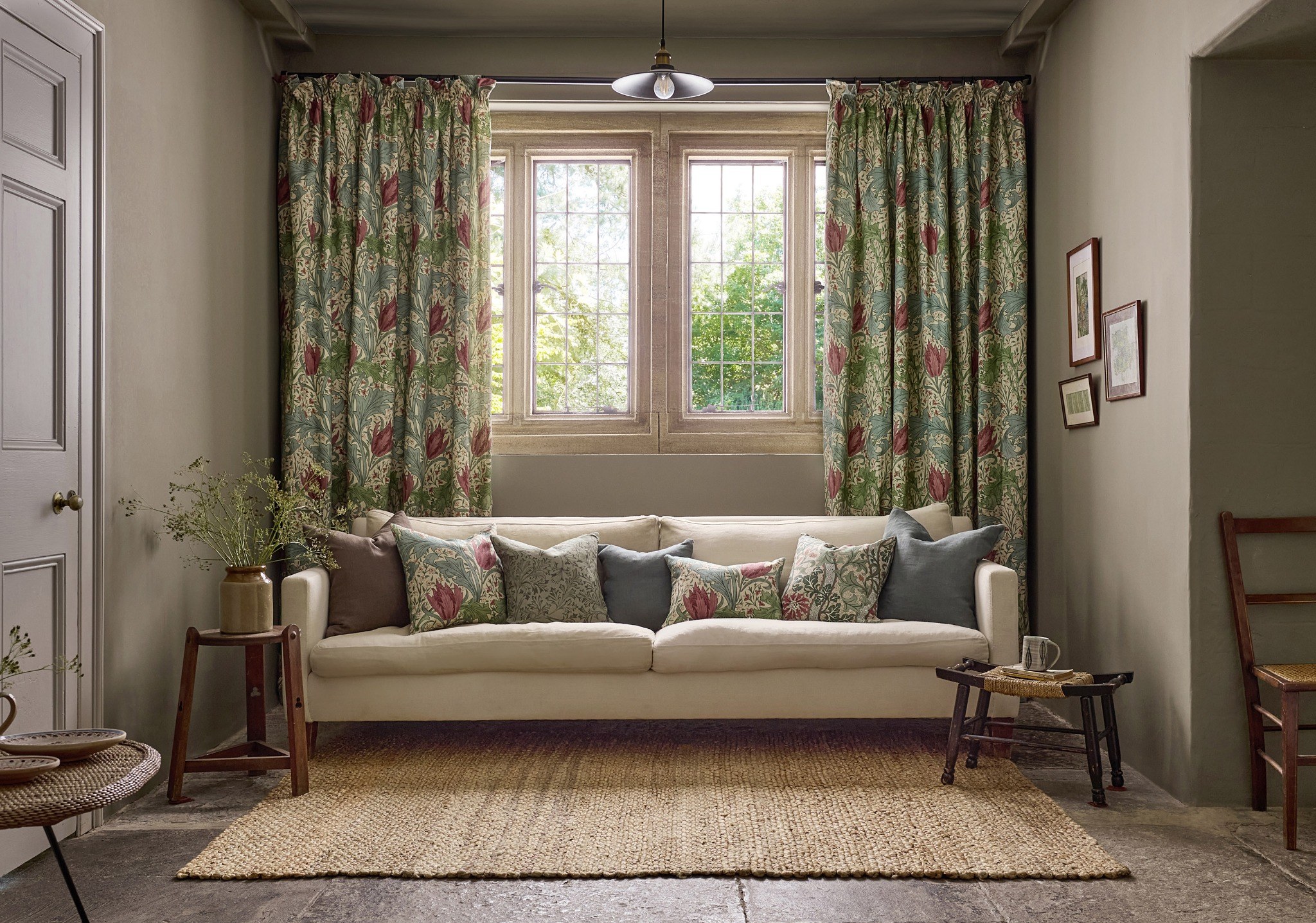Morris & Co Lent Lily made-to-measure curtains in a refined period sitting room